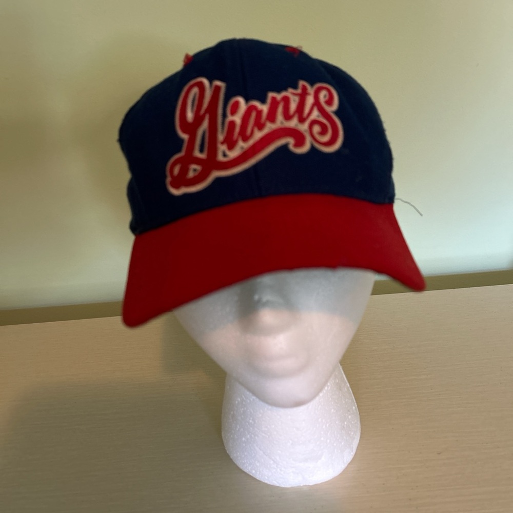 Vintage New York Giants Football Nutmeg Mills Blue SnapBack Script Hat